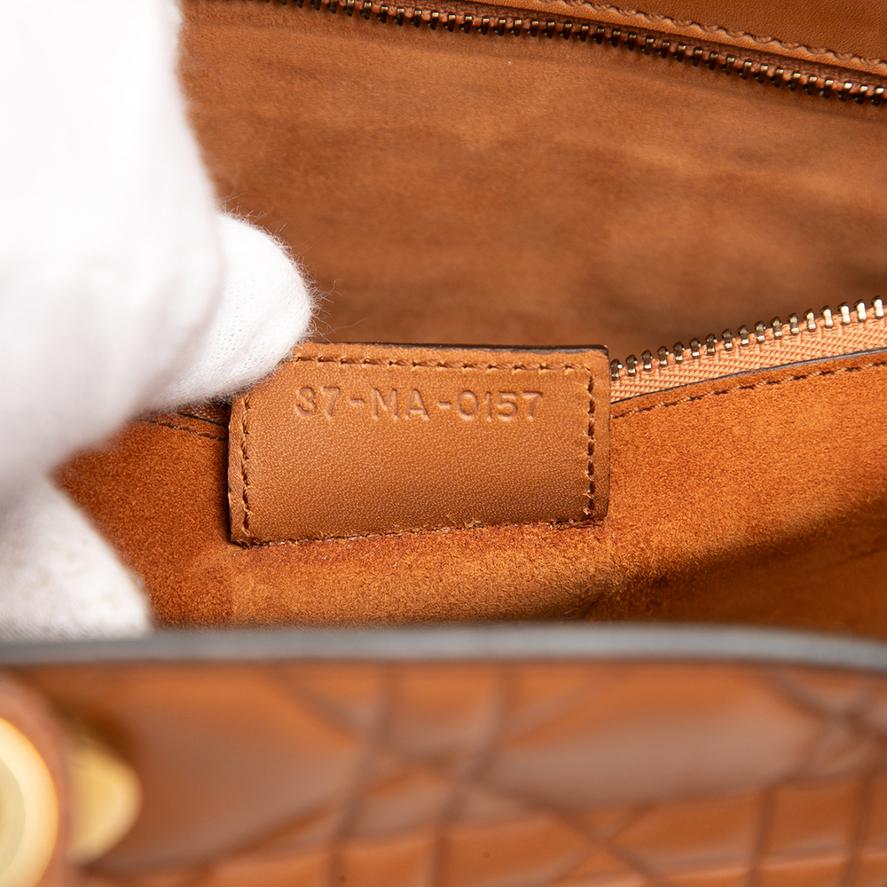 Pre-Loved Dior Large Ultra Matte Calfskin Cannage Embossed Lady Dior - Picture 6 of 8